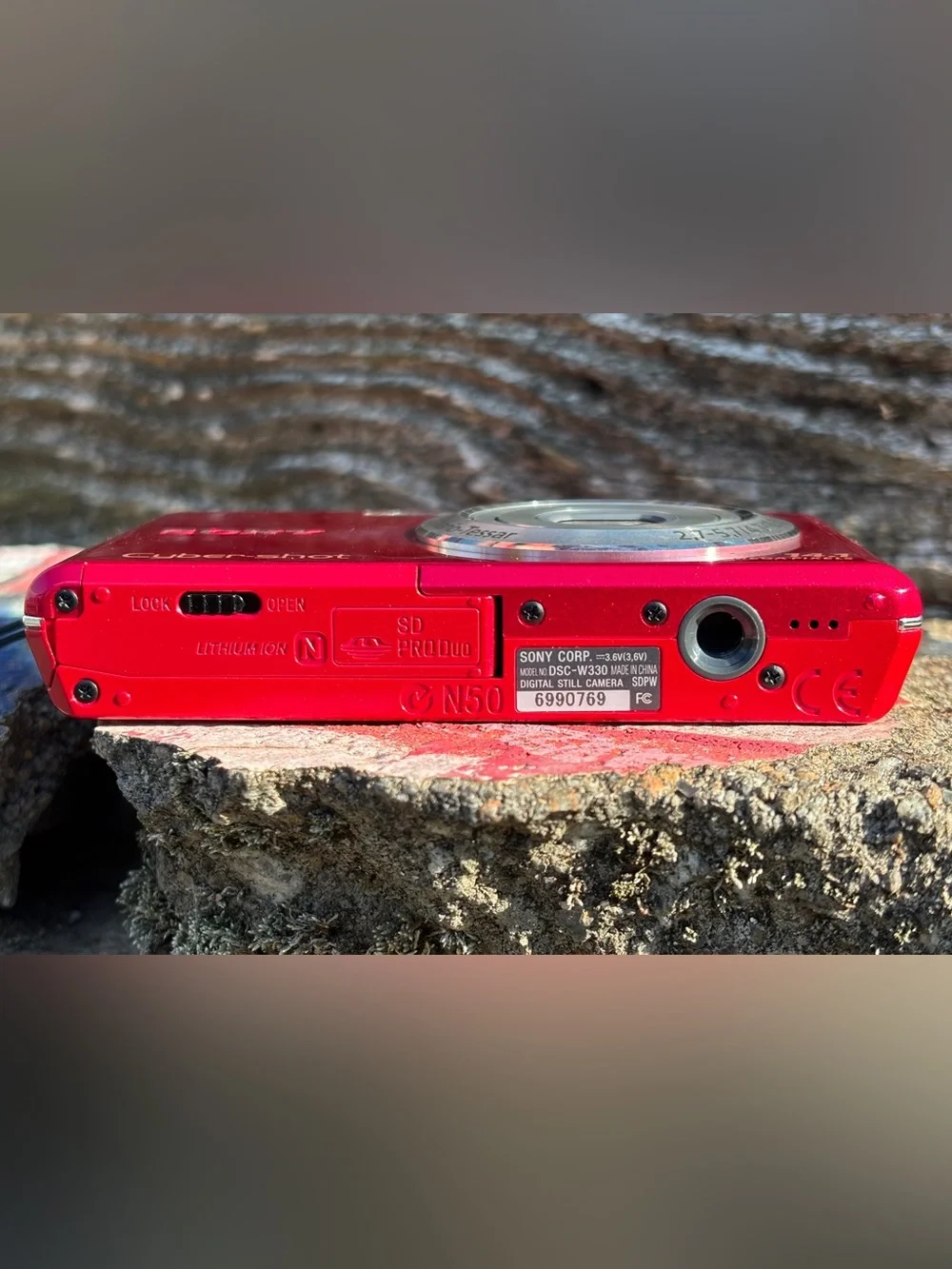 Pre-owned Sony Cyber-shot DSC-W330 14.1 MP Digital Camera, Red, with accessories